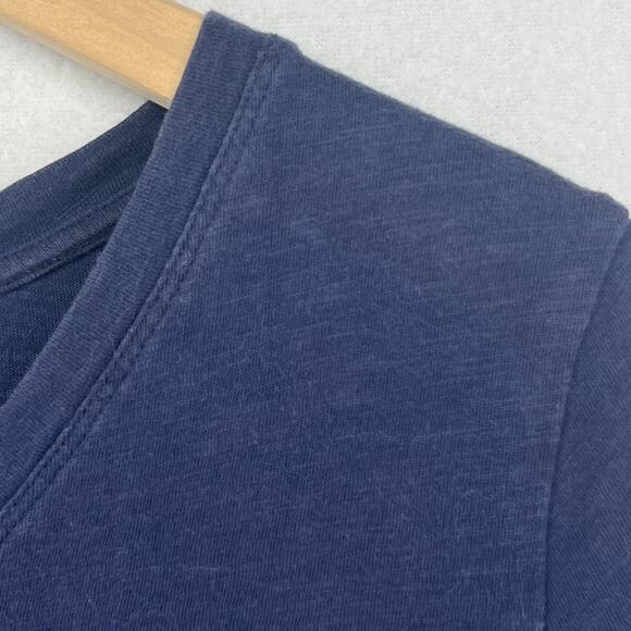 EILEEN FISHER Top M Slub Organic Cotton Jersey V-Neck Short Sleeve Blue - Picture 7 of 11